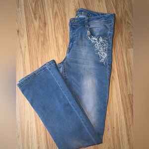 Girls Faded Glory Size 14 Embroidered Pocket Bootcut Jeans